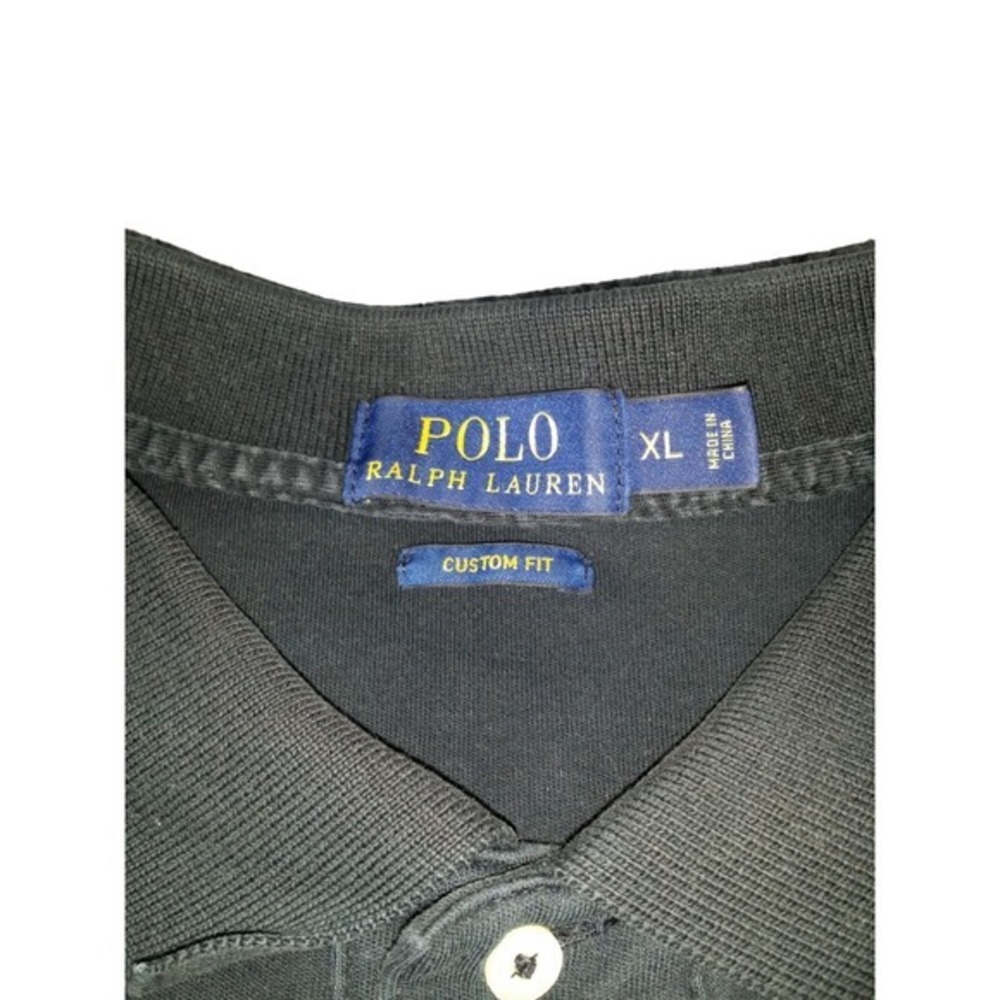 Polo Ralph Lauren Mens XL‎ Black Custom Fit Polo Shirt Short Sleeve Red Pony Top - Picture 7 of 8